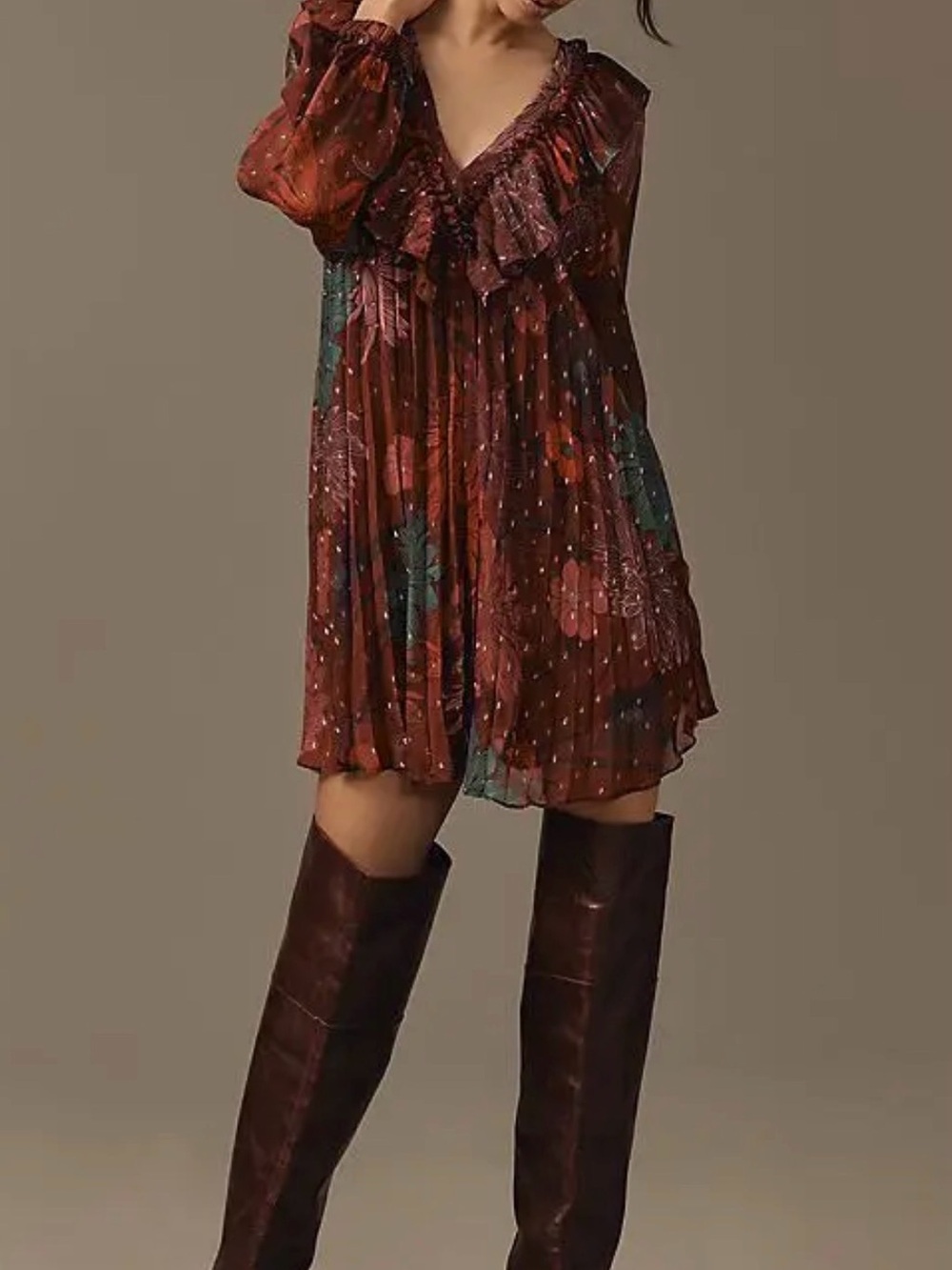 ⭐️Anthropologie Ruffle Long Sleeve Swing Dress⭐️